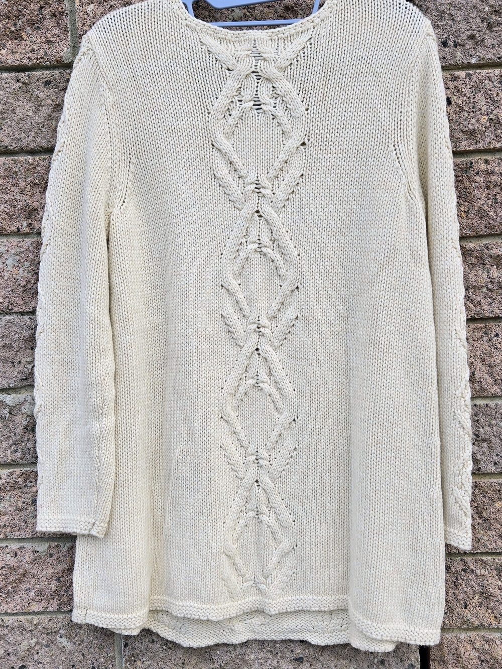 J. Jill Cream Openwork Cable V-Neck Sweater - Picture 4 of 4